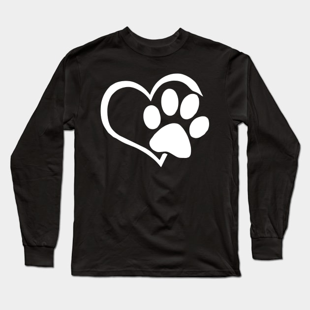 Dog Puppy Shirt - I Love Dogs Paw Print Heart Cute Women Men Long Sleeve T-Shirt by TeeAaron